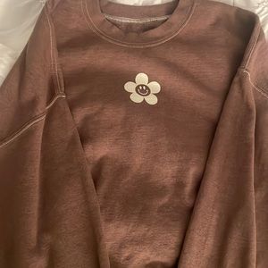brown pacsun smiley face sweatshirt